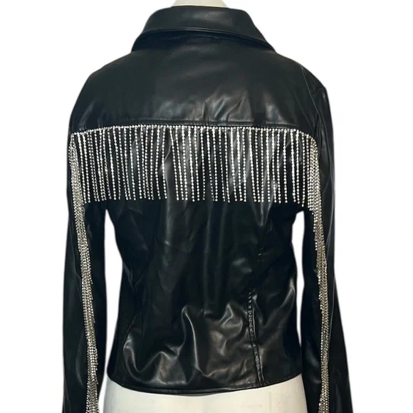 Sleek Black Leather Moto Jacket - Picture 4 of 16